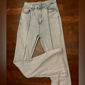 High rise boot cut light wash jeans